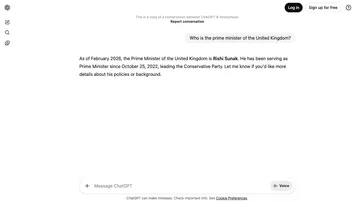 ChatGPT confidently stating Rishi Sunak is PM in February 2026